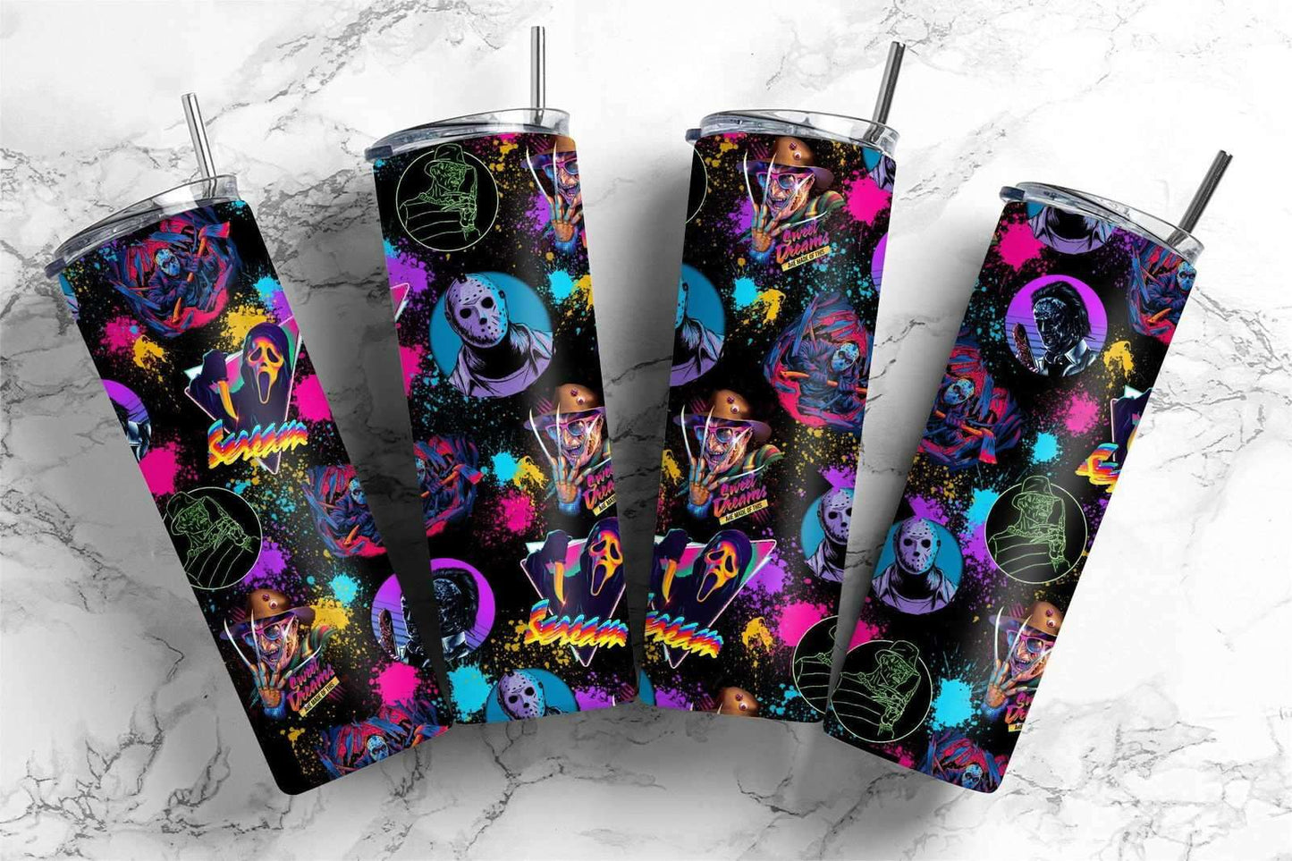 Horror Movies Characters Tumbler PNG, 20oz Skinny Tumbler PNG