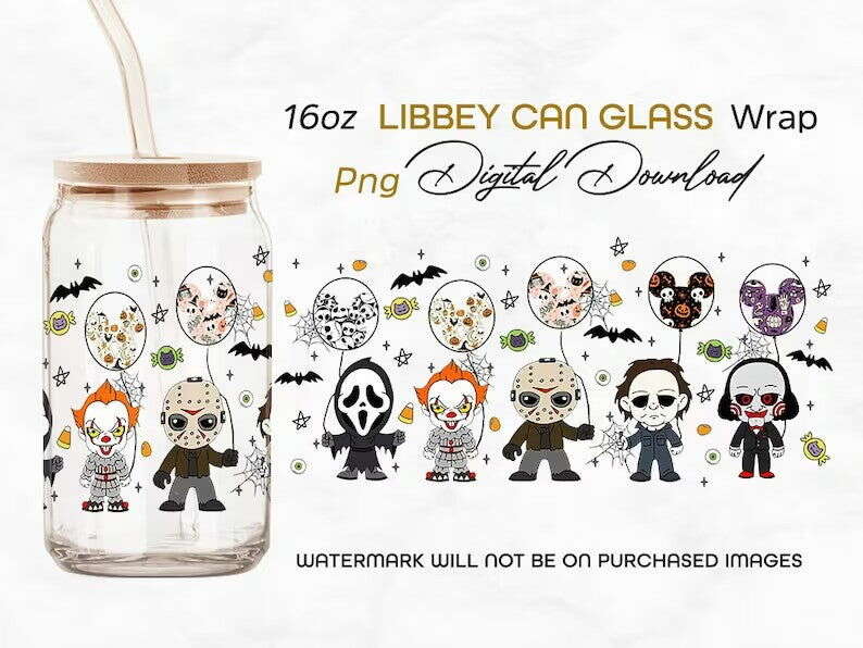 Horror png, Horror 16oz Libbey can Glass 2