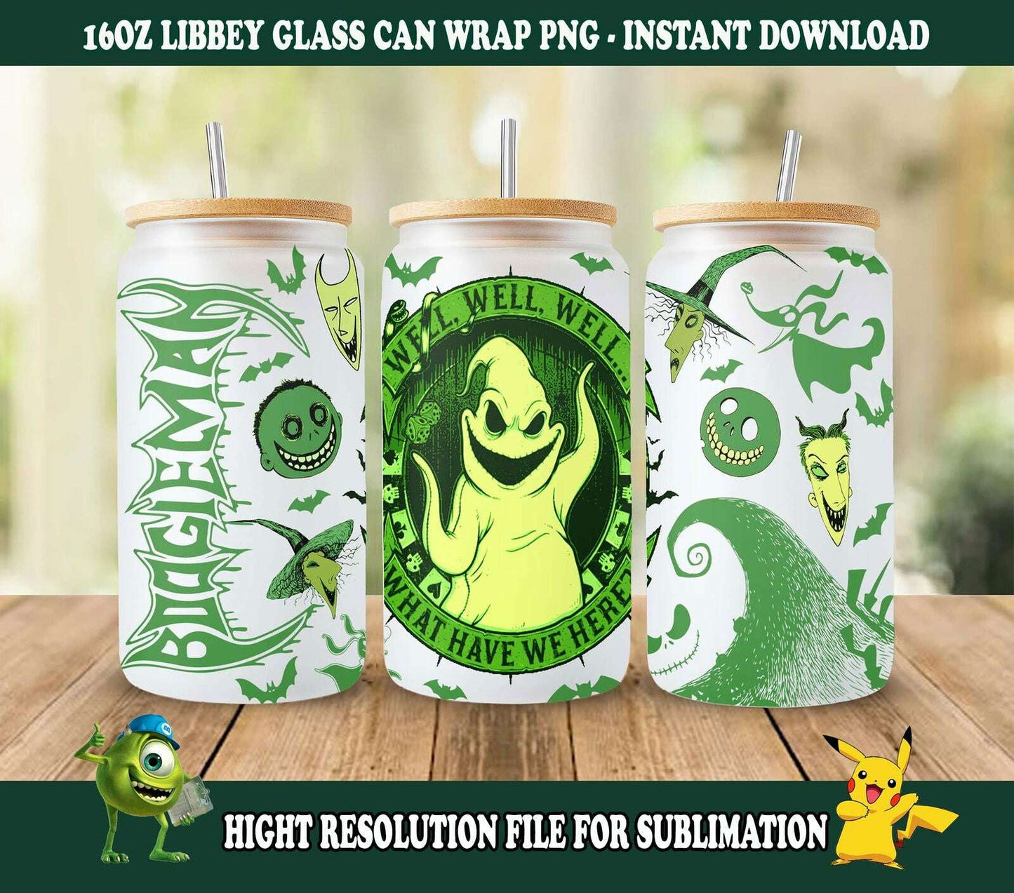 Horror Tumbler Wrap, 16oz Can Glass Wrap, Sublimation Design Png 3