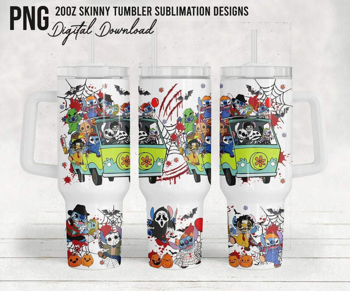 Horror Tumbler Wrap Png 40oz Tumbler Halloween Sublimation