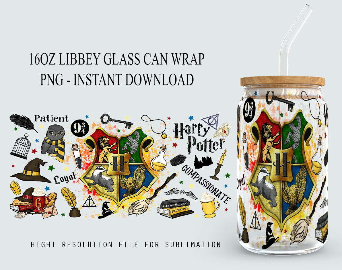 HP Magic Patient, Loyal, Libbey Glass Wrap Png Design