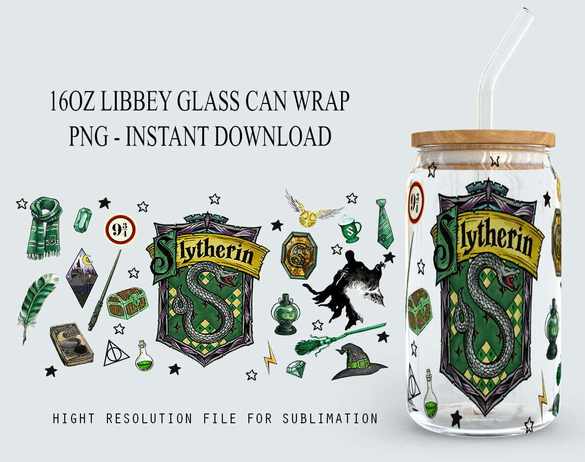 HP Magic School 16oz Glass Can Wrap Design Png Sublimation File
