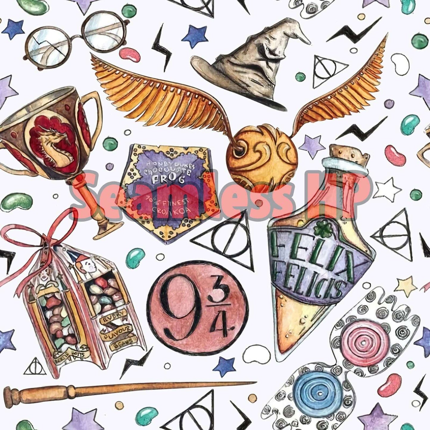 HP seamless Pattern, Magic School Seamless Pattern, Magic Academy Seamless