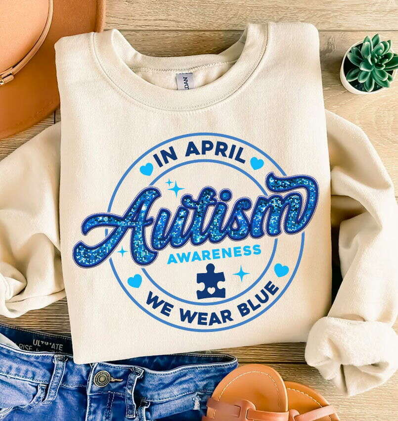 In April We Wear Blue Png, Autism Awareness Png 2