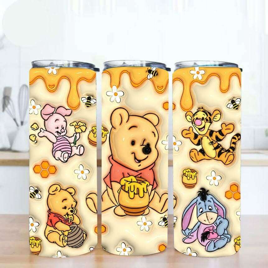 Inflated 3D Be 20oz Skinny Tumbler PNG, Inflated 20oz Sunflowers Skinny Sublimation