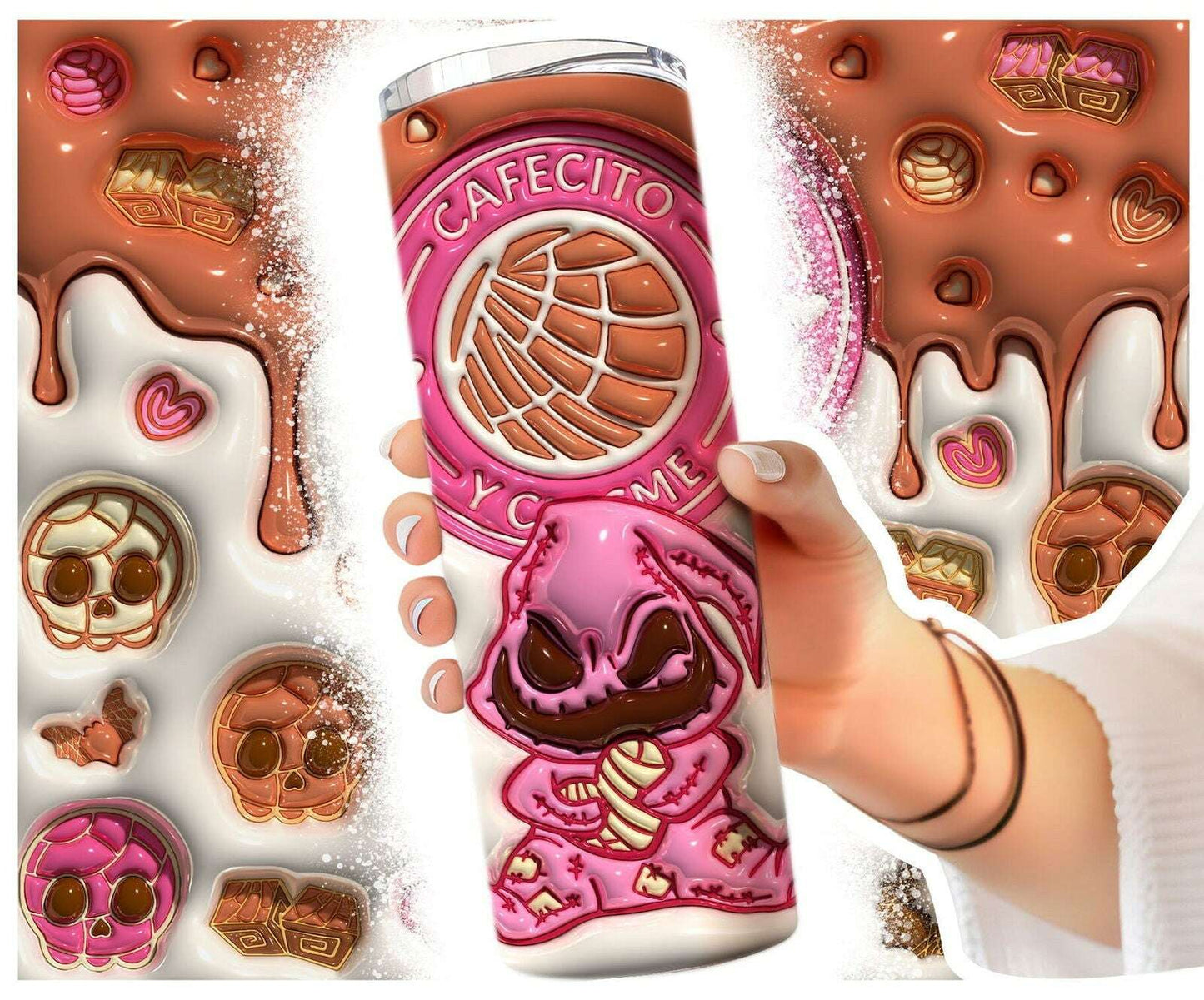 Inflated 3D Cafecito Y chisme 20oz Tumbler Wrap