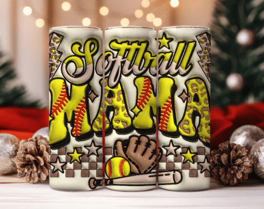 Inflated 3D Mom Tumbler PNG, 20oz Skinny Tumbler