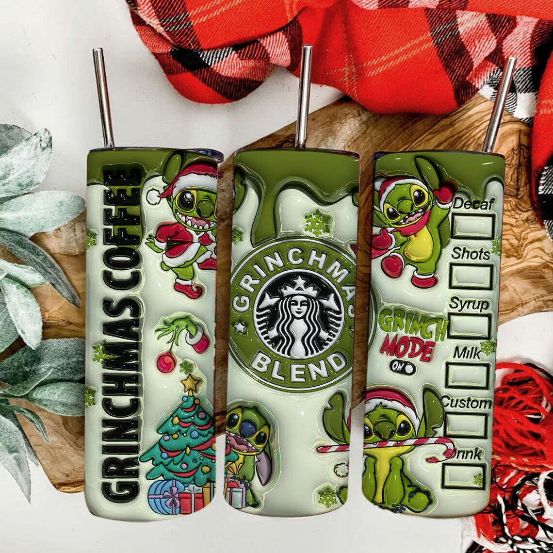 Inflated Christmas Tumbler, 20oz Skinny Tumbler Wrap