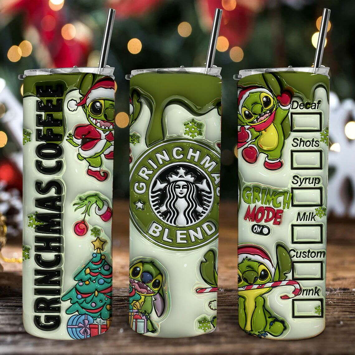 Inflated Christmas Tumbler, 20oz Skinny Tumbler Wrap