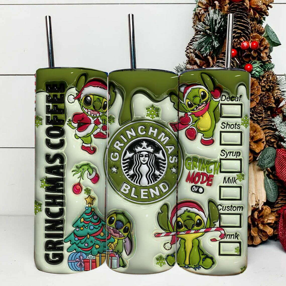 Inflated Christmas Tumbler, 20oz Skinny Tumbler Wrap