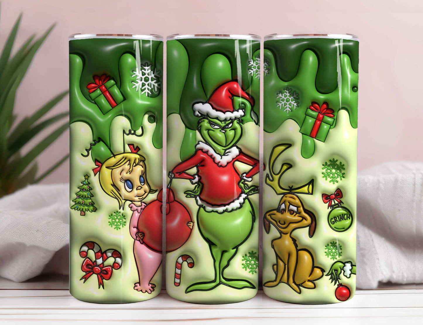 Inflated Christmas Tumbler Wrap, 3D Christmas Inflated Tumbler Wrap 3