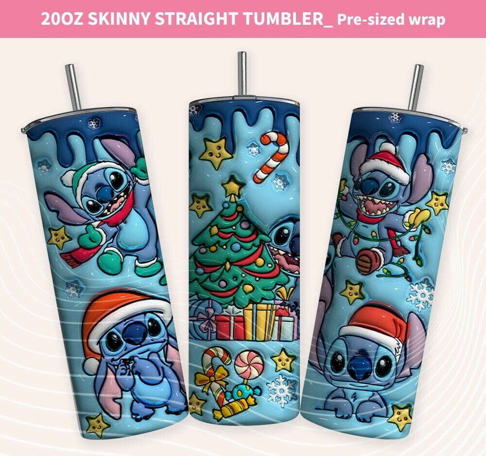 Inflated Christmas Tumbler Wrap Png, 20oz Sublimation, 3D Merry Christmas