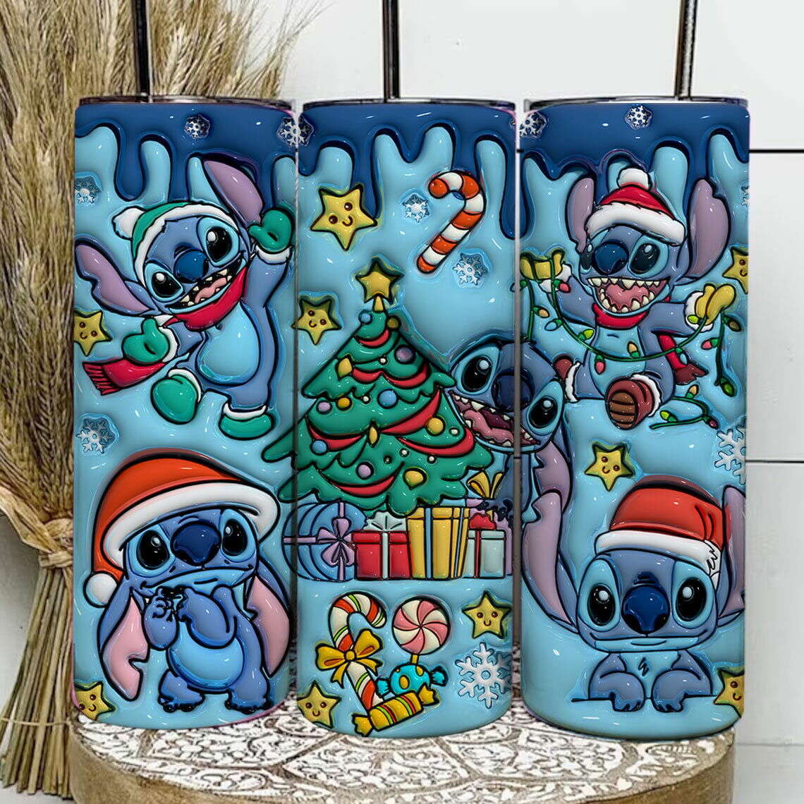 Inflated Christmas Tumbler Wrap Png, 20oz Sublimation, 3D Merry Christmas