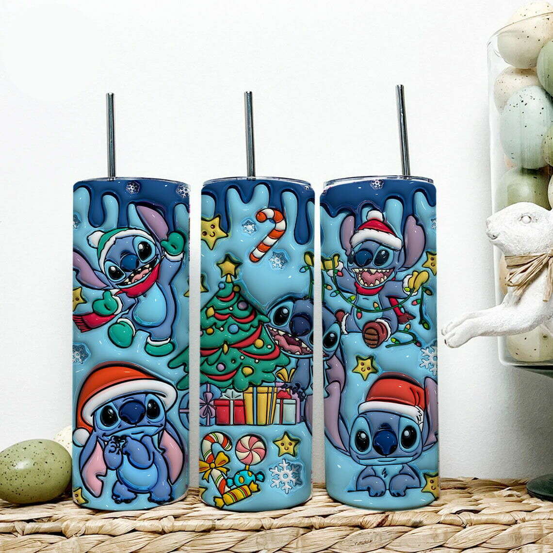 Inflated Christmas Tumbler Wrap Png, 20oz Sublimation, 3D Merry Christmas