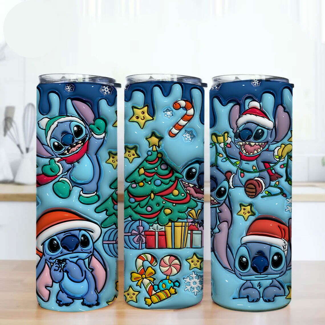 Inflated Christmas Tumbler Wrap Png, 20oz Sublimation, 3D Merry Christmas