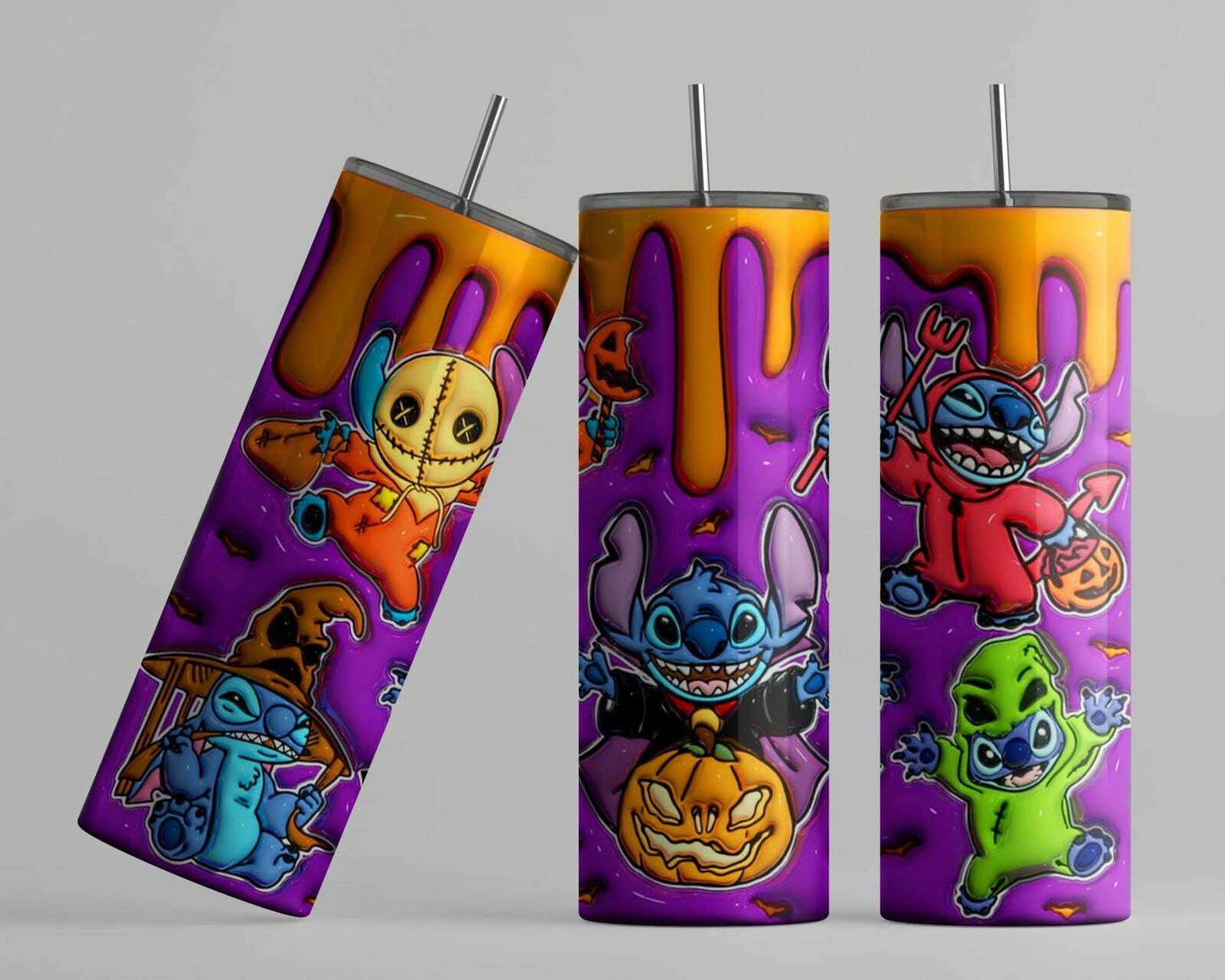 Inflated Halloween Tumbler Design Png, 20oz Skinny Sublimation 1