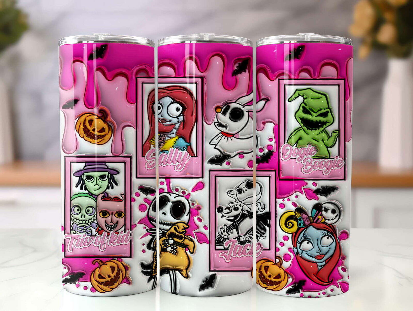Inflated Halloween Tumbler Design Png, 20oz Skinny Sublimation 3