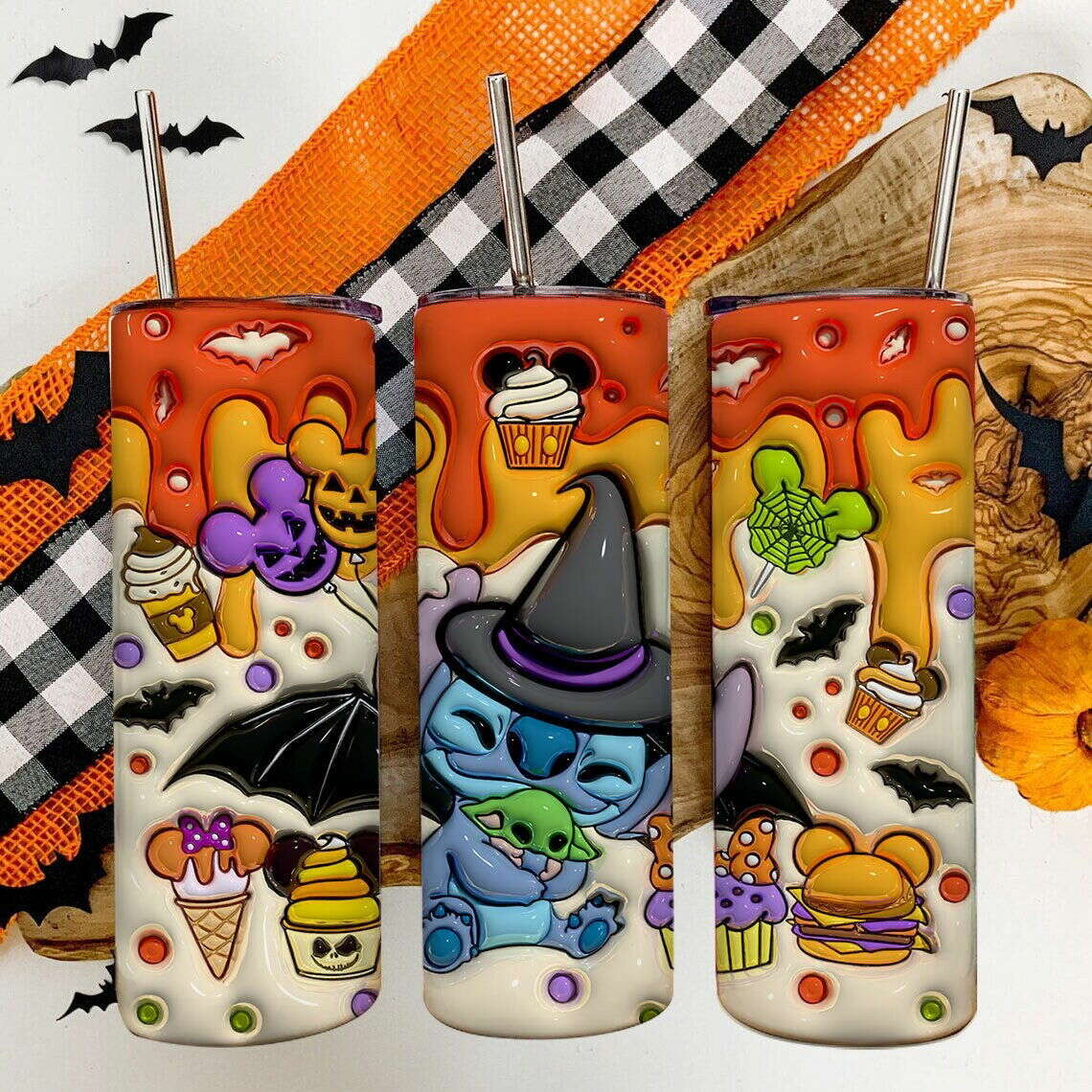 Inflated Halloween Tumbler Design Png, 20oz Skinny Sublimation 4