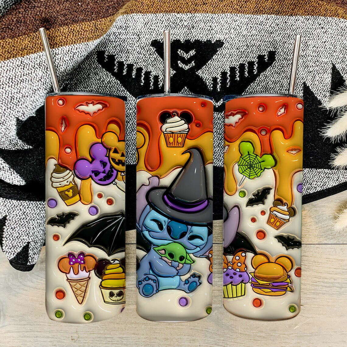 Inflated Halloween Tumbler Design Png, 20oz Skinny Sublimation 4