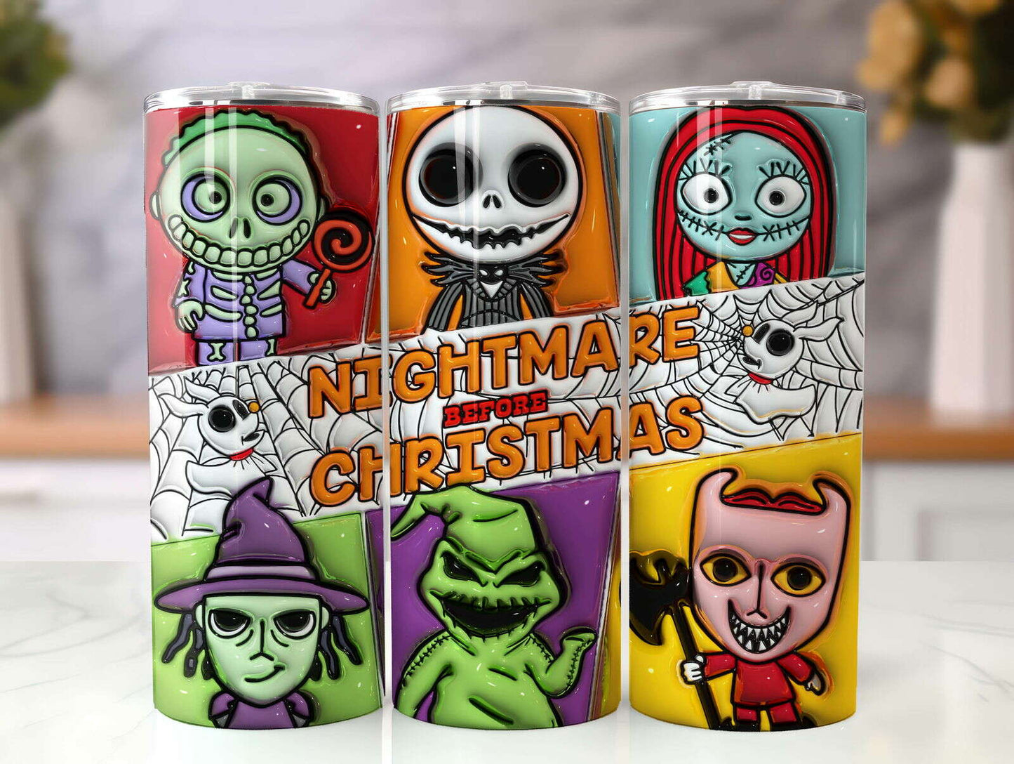 Inflated Tumbler Wrap Png 3D Tumbler Design, Hor Nightmare Sublimation