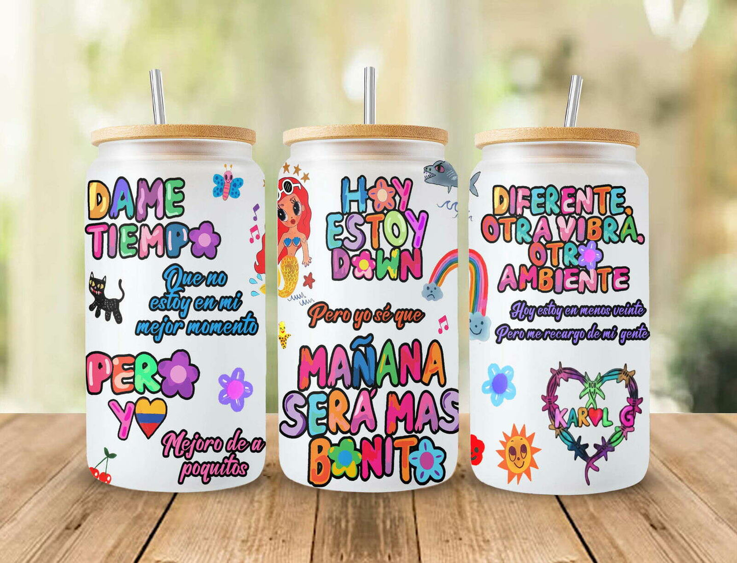 Karol G manana sera bonito 16oz glass can wrap