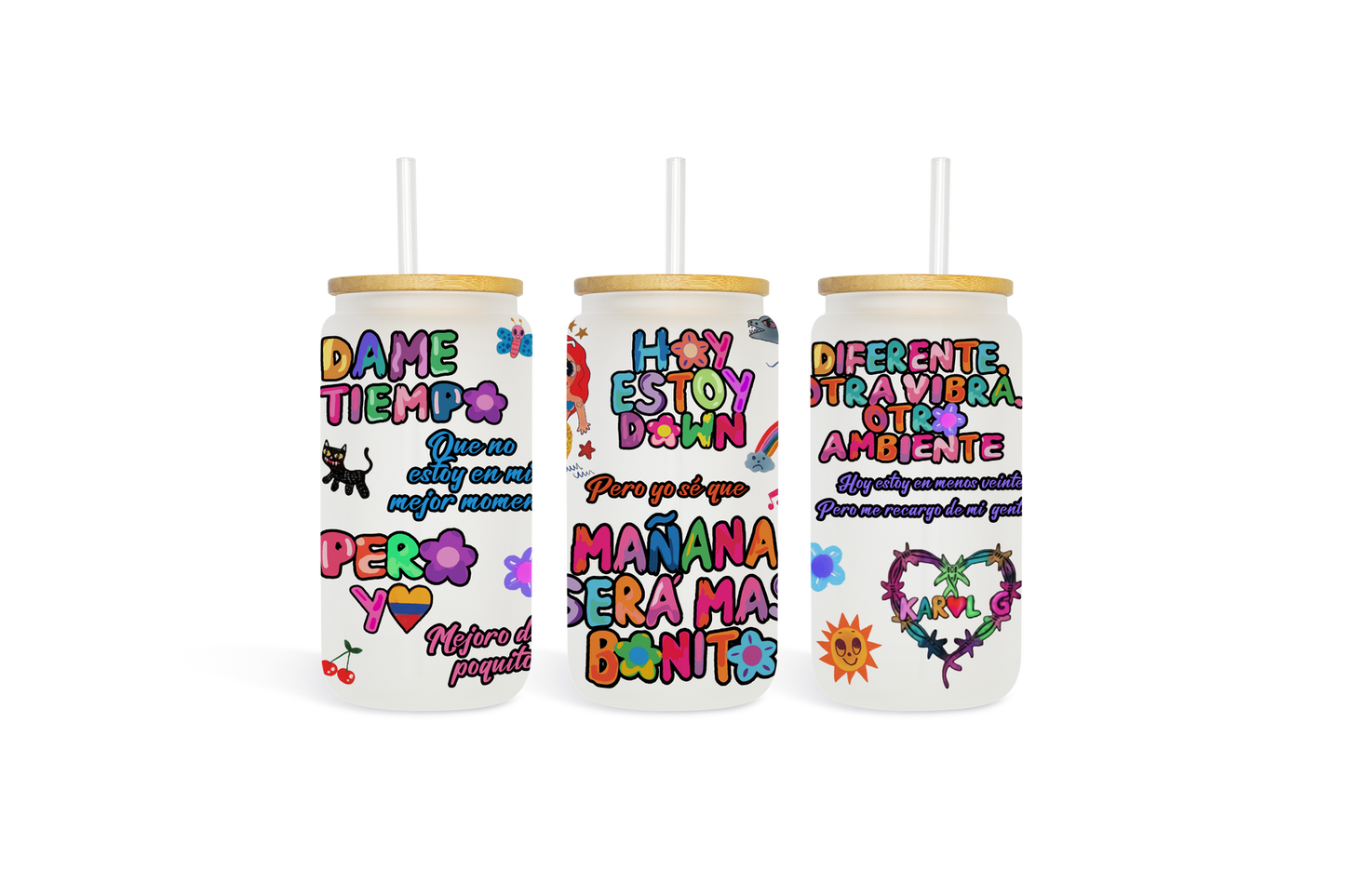 Karol G Tomorrow Beautiful 16oz Glass Can Wrap, Png Design