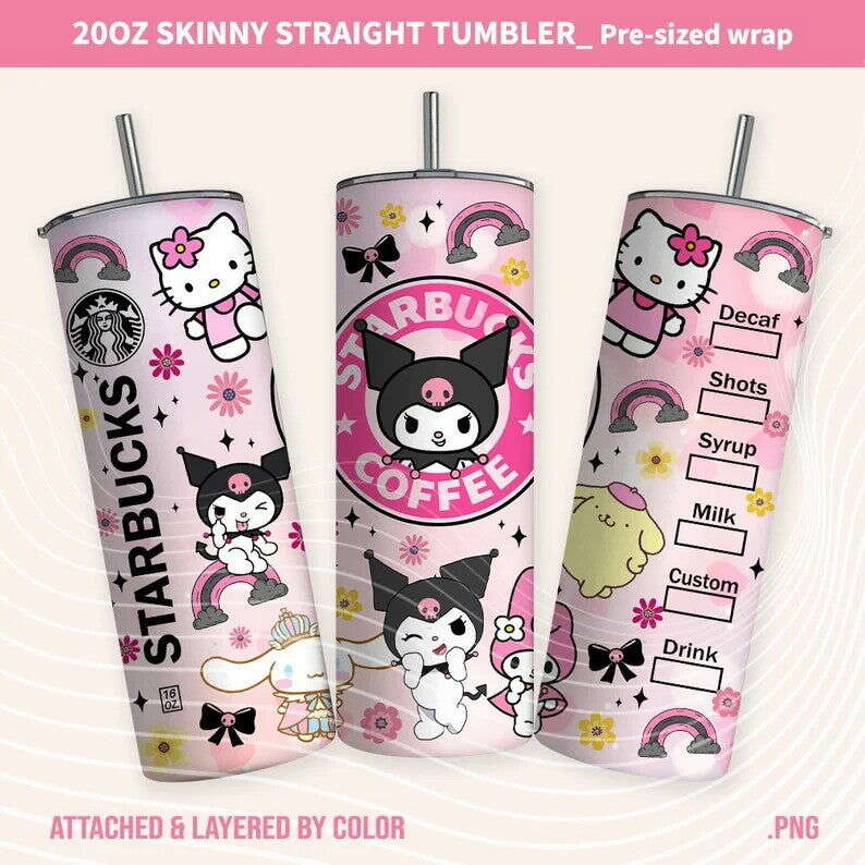 KK Tumbler Wrap, Cartoon Tumbler, 20oz Straight Skinny Wrap 1