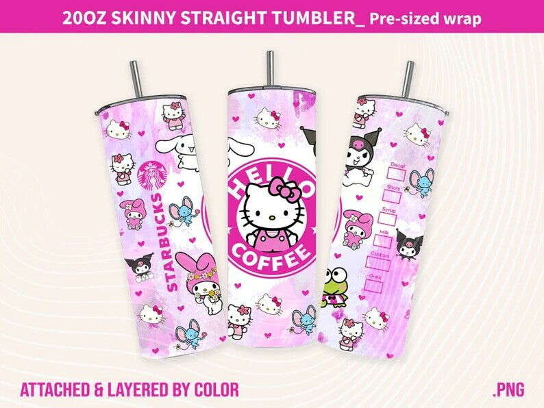 KK Tumbler Wrap, Cartoon Tumbler, 20oz Straight Skinny Wrap 2