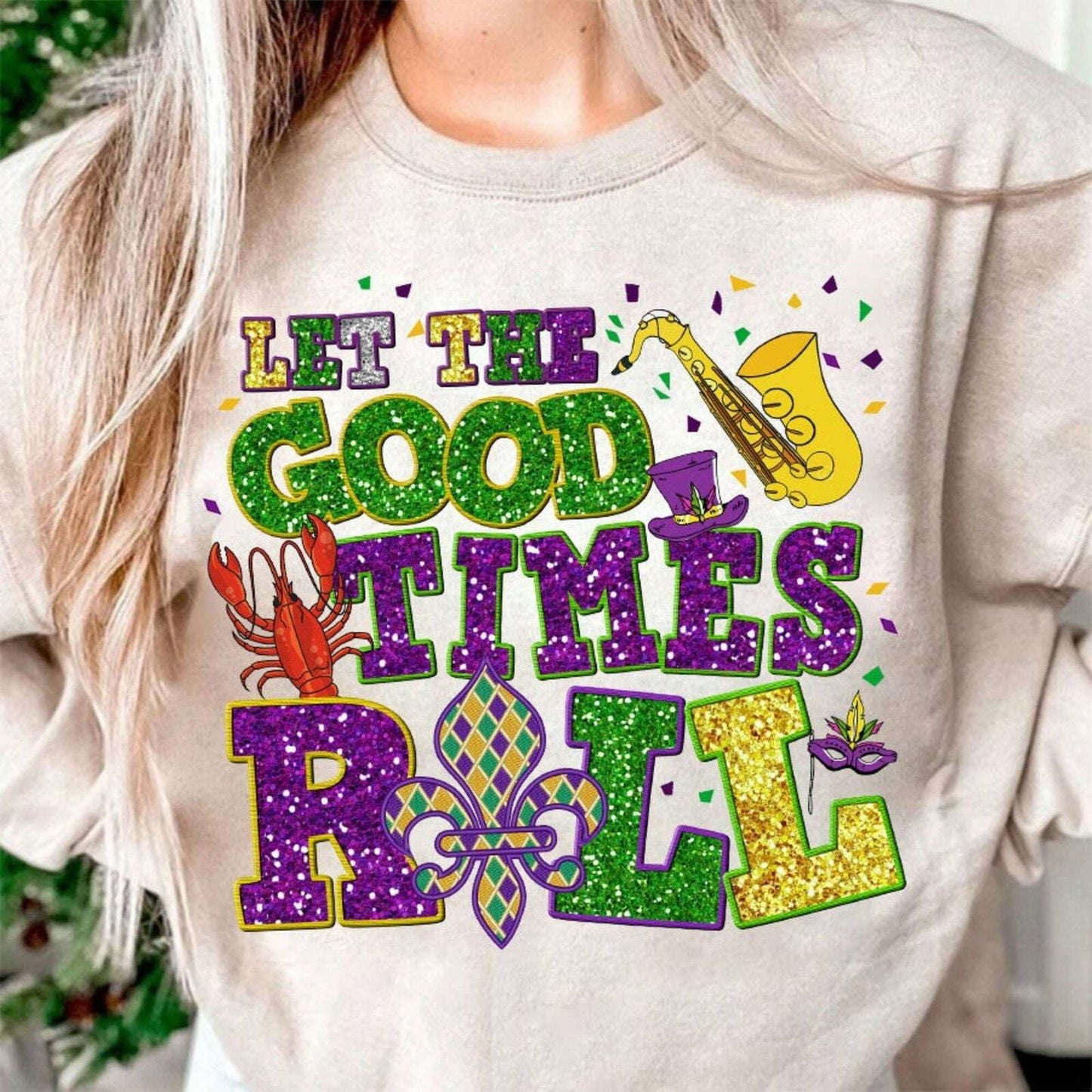Let_s The Good Times Roll Faux Sequins PNG
