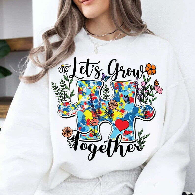 Let's grow together Png, Autism Awareness Png