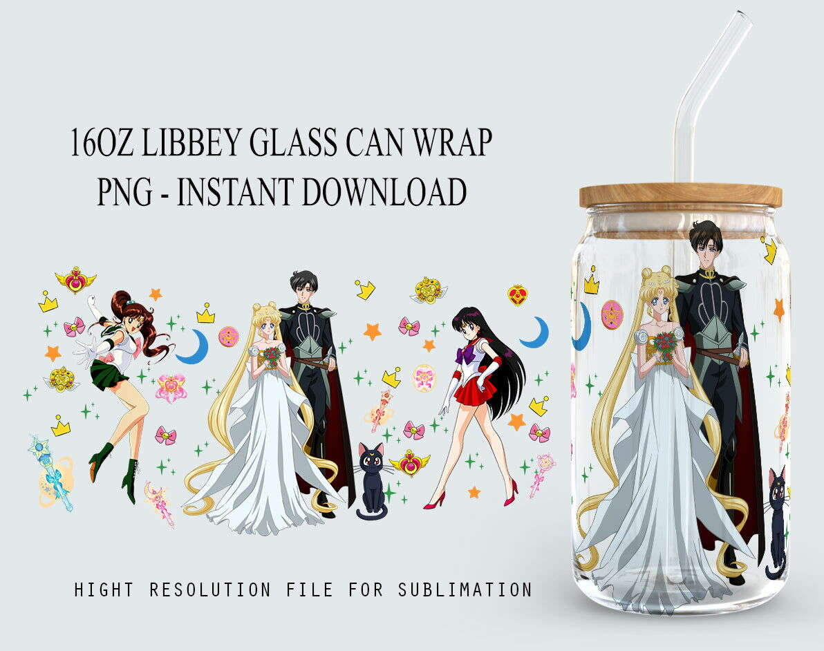 Libbey 16oz Glass Can Design, Sublimation Design Digital Download 01