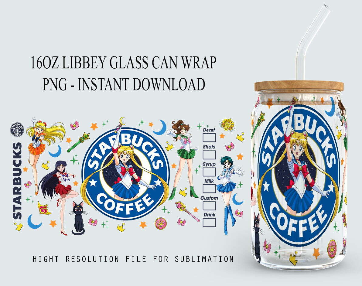 Libbey 16oz Glass Can Design, Sublimation Design Digital Download 03
