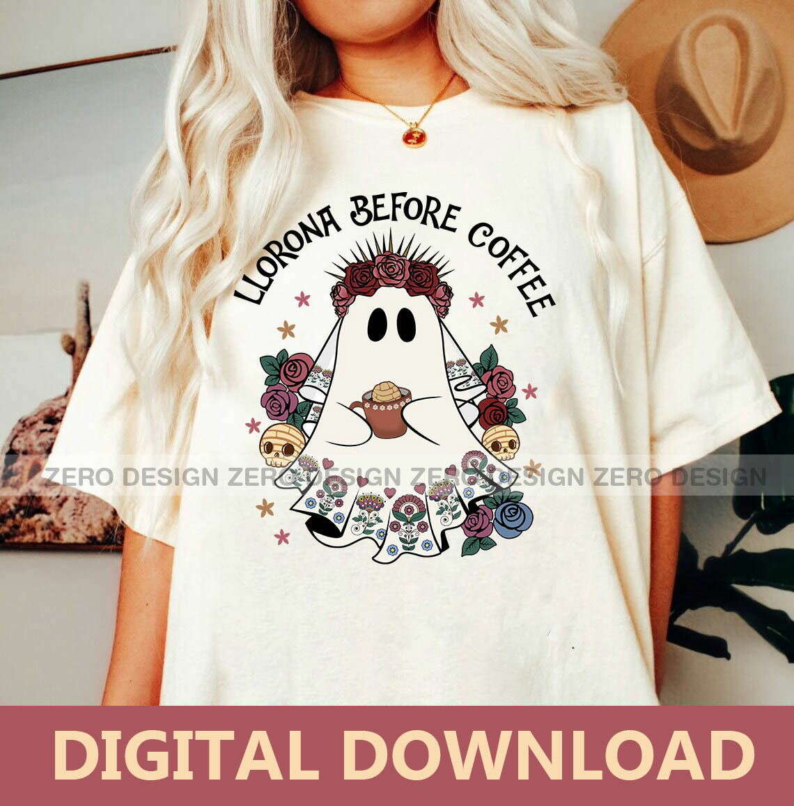 Llorona Before Coffee, PNG, Cafecito Halloween