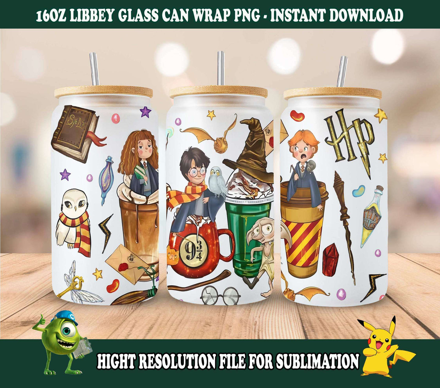 Magic 16oz Libbey Glass Can Wrap PNG, HP Sublimation Design Tumbler