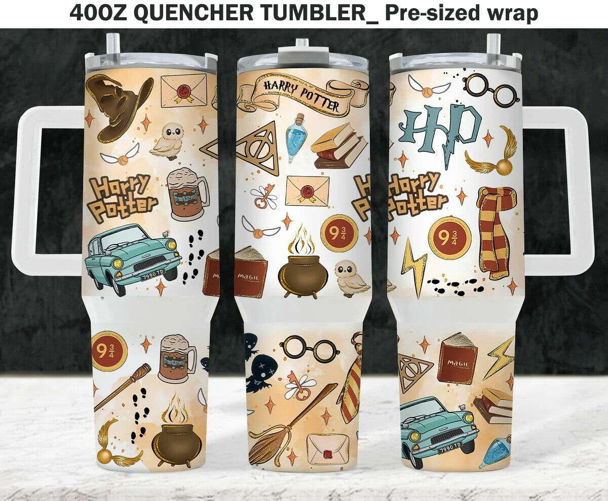 Magic 40oz Tumbler Wrap PNG, HP Quencher Tumbler Sublimation, Full Tumbler Wrap