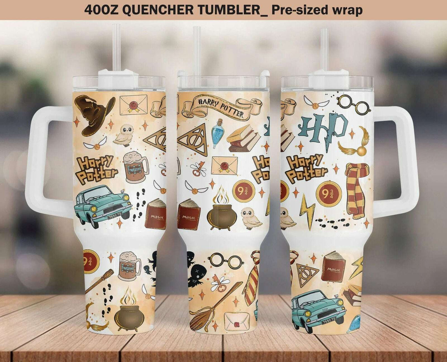 Magic 40oz Tumbler Wrap PNG, HP Quencher Tumbler Sublimation, Full Tumbler Wrap