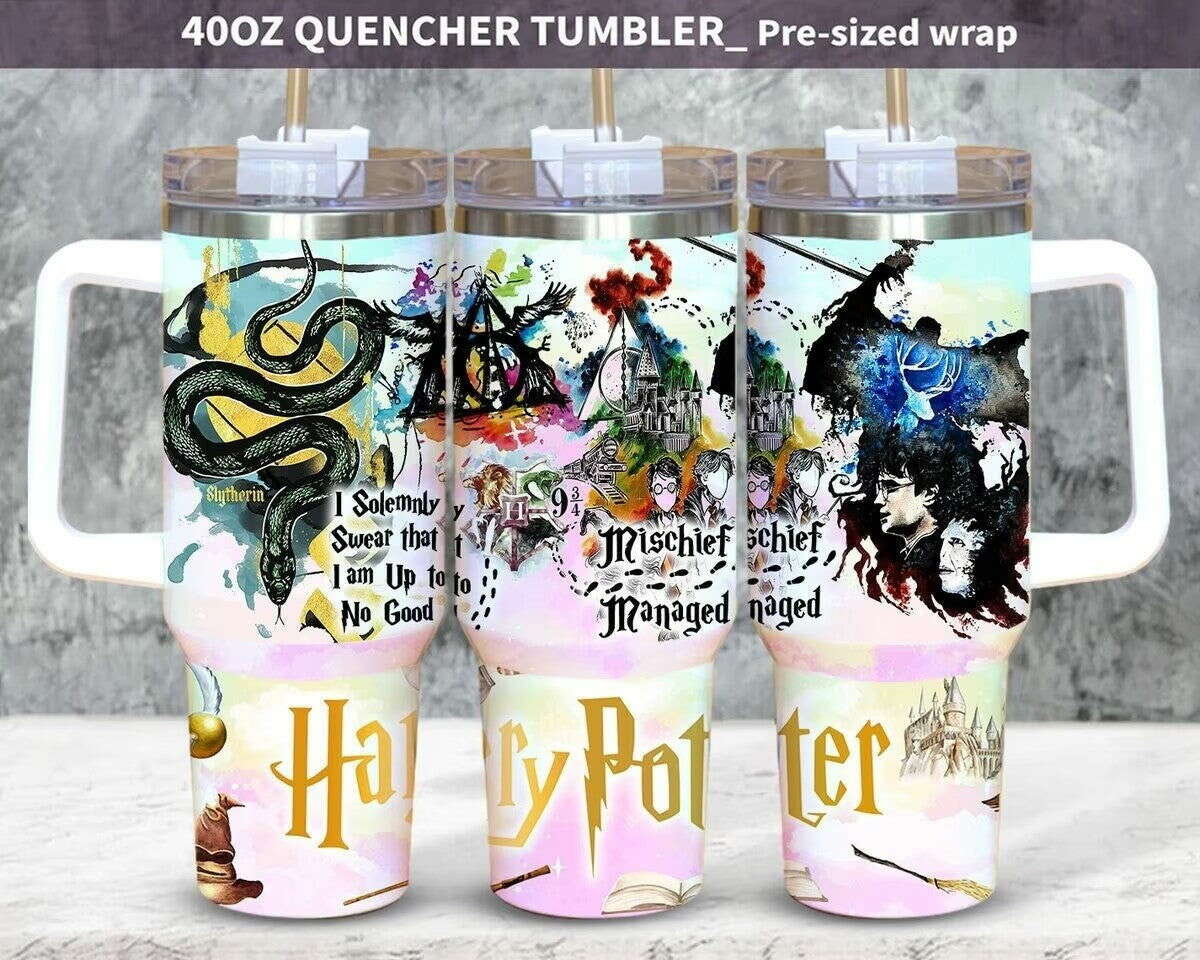 Magic 40oz Tumbler Wrap PNG, HP Quencher Tumbler Watercolor Sublimation