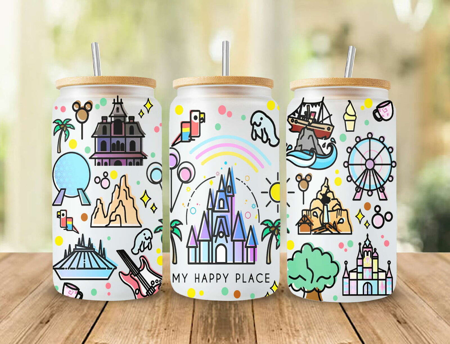 Magic Castle Tumbler Wrap, 16oz Libbey Can Glass, Cartoon tumbler wrap