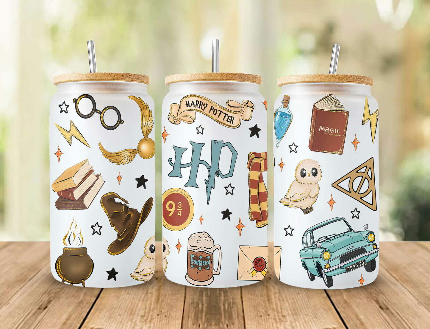 Magic Hp 16oz Can Glass Full Wrap png Design, Magic Sublimation Download