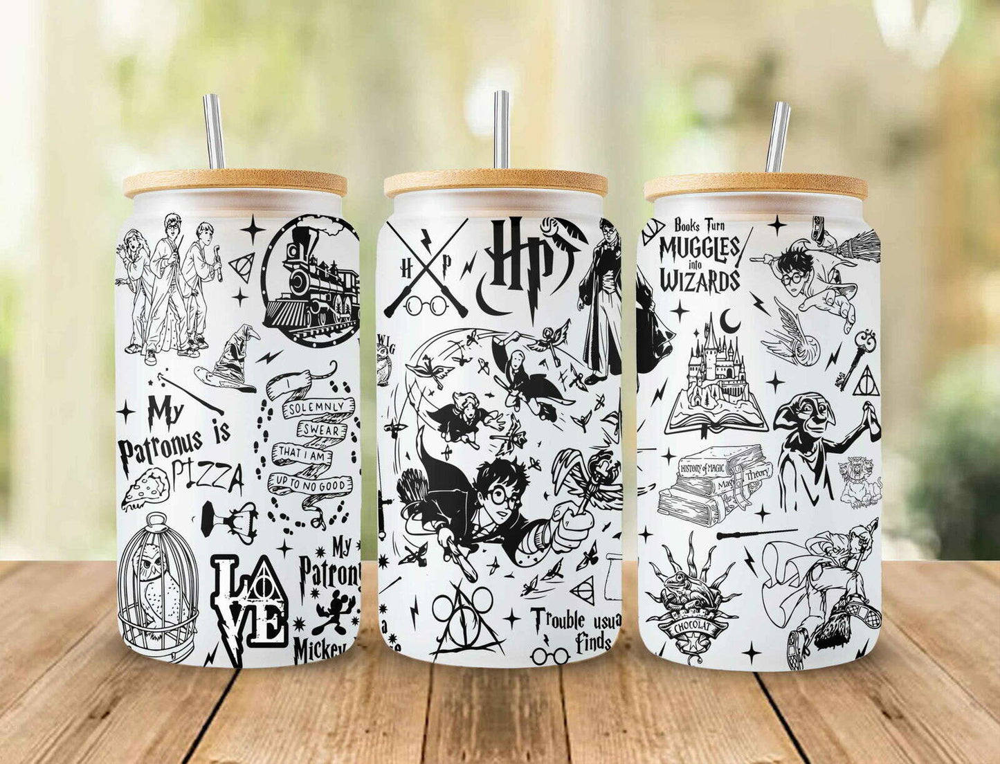 Magic HP 16oz Glass Can Wrap, Png, Svg Design, Sublimation Libbey Glass