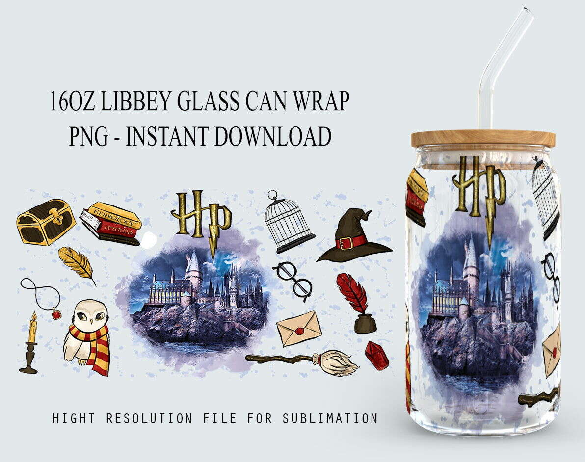 Magic HP 16oz Glass png, Libbey png, Libbey Glass PNG, Full Wrap Png