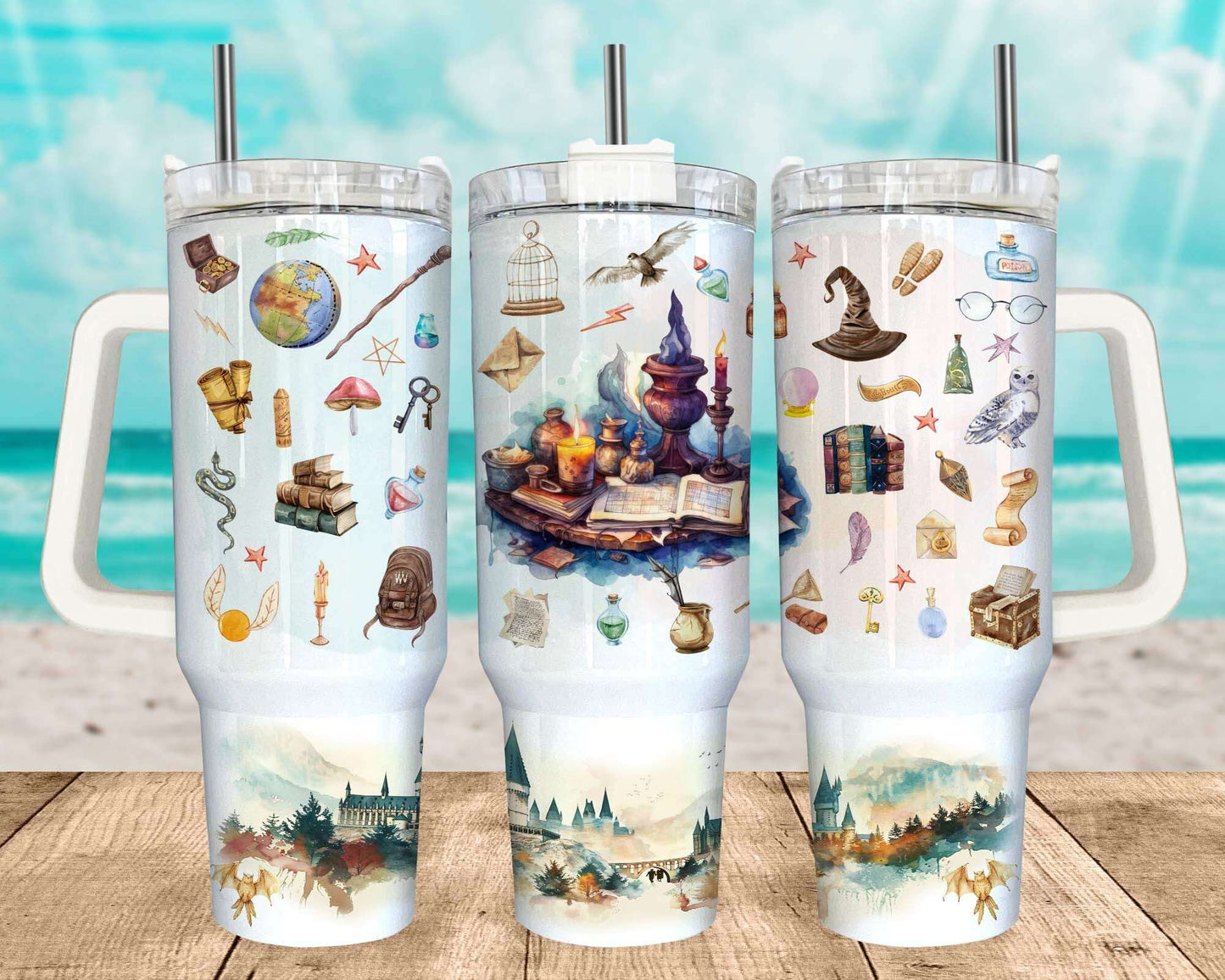 Magic School 40oz Tumbler Wrap, HP Magic Quencher Sublimation Png Design