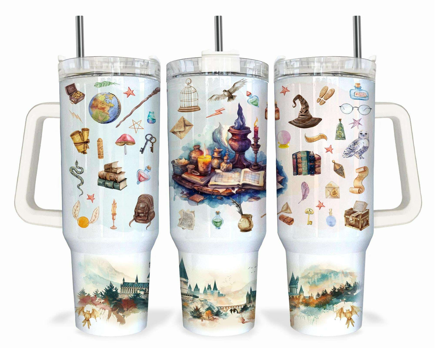 Magic School 40oz Tumbler Wrap, HP Magic Quencher Sublimation Png Design