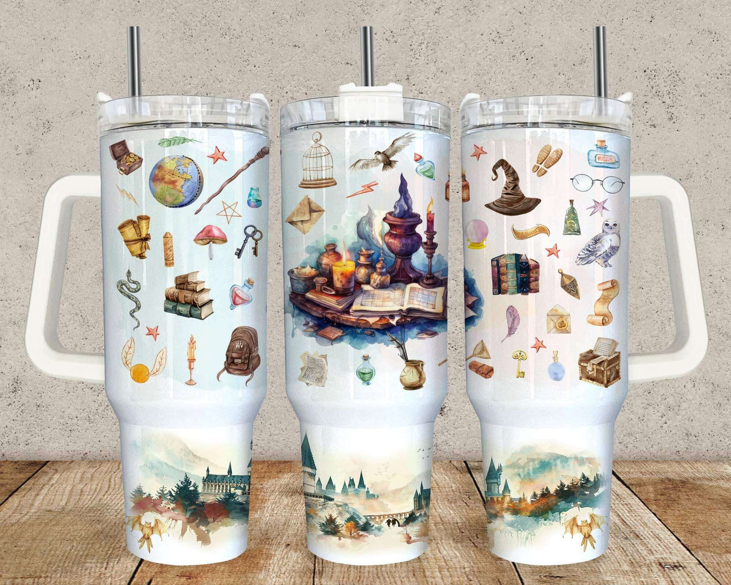 Magic School 40oz Tumbler Wrap, HP Magic Quencher Sublimation Png Design