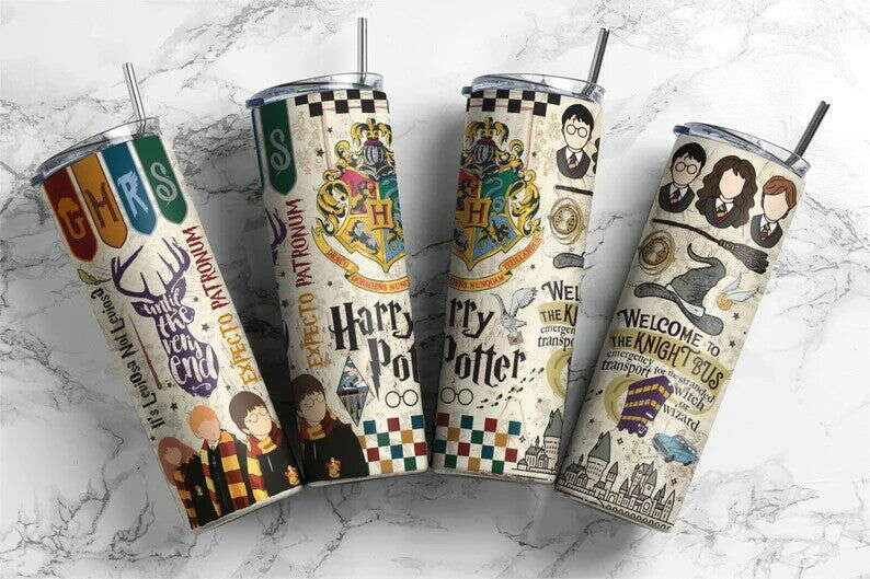 Magic Tumbler Wrap, HP Tumbler Wrap Png 20oz Skinny Sublimation Design