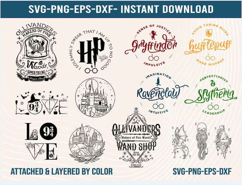 Magic Wand SVG, HP SVG, Magic Wand Symbol SVG, Magic Svg Bundle