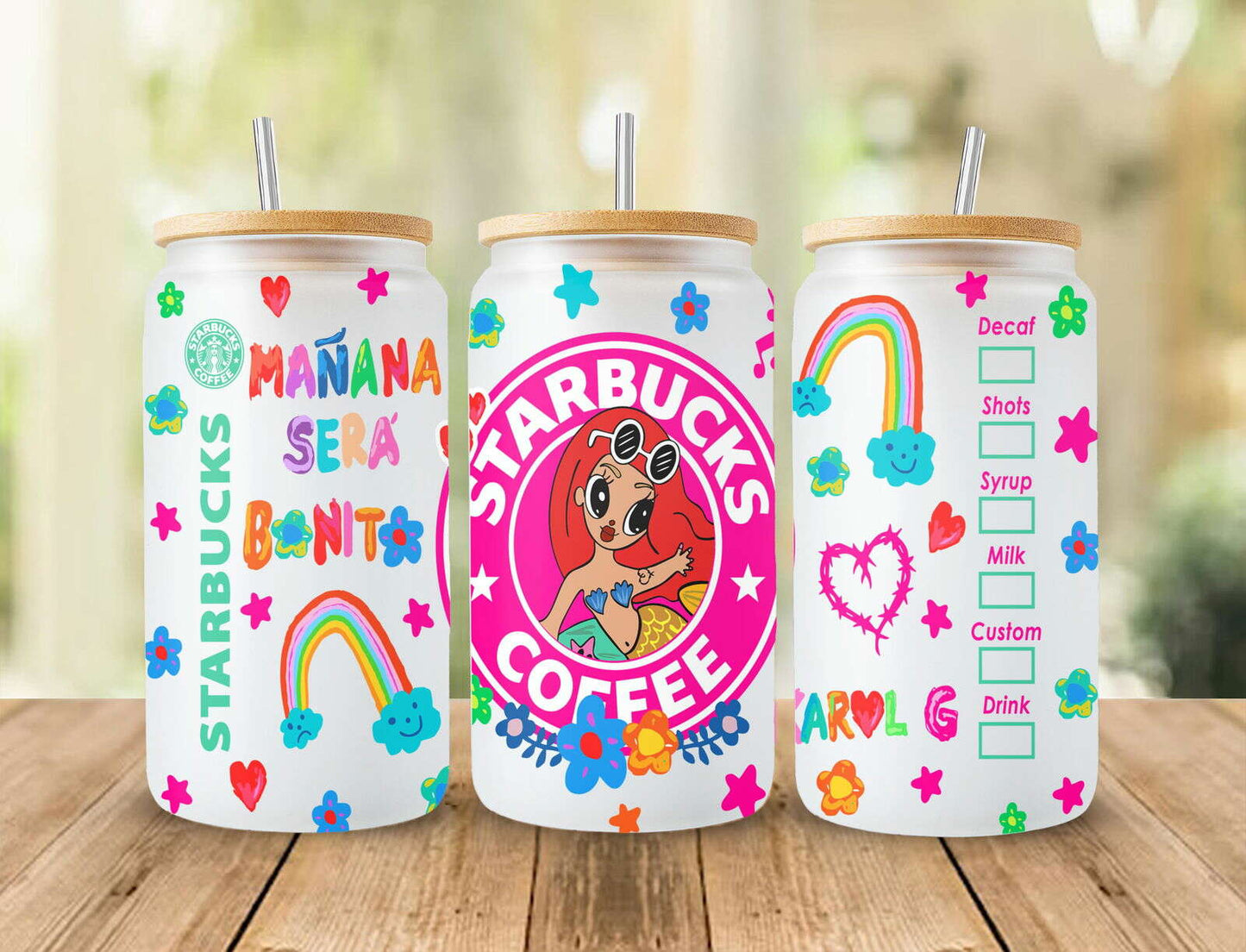 Manana Sera 16oz Glass Can Wrap, Manana Sera Coffee Png