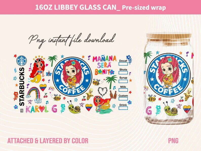 Manana Sera Bonito Coffee 16oz Glass Can Wrap Png Download