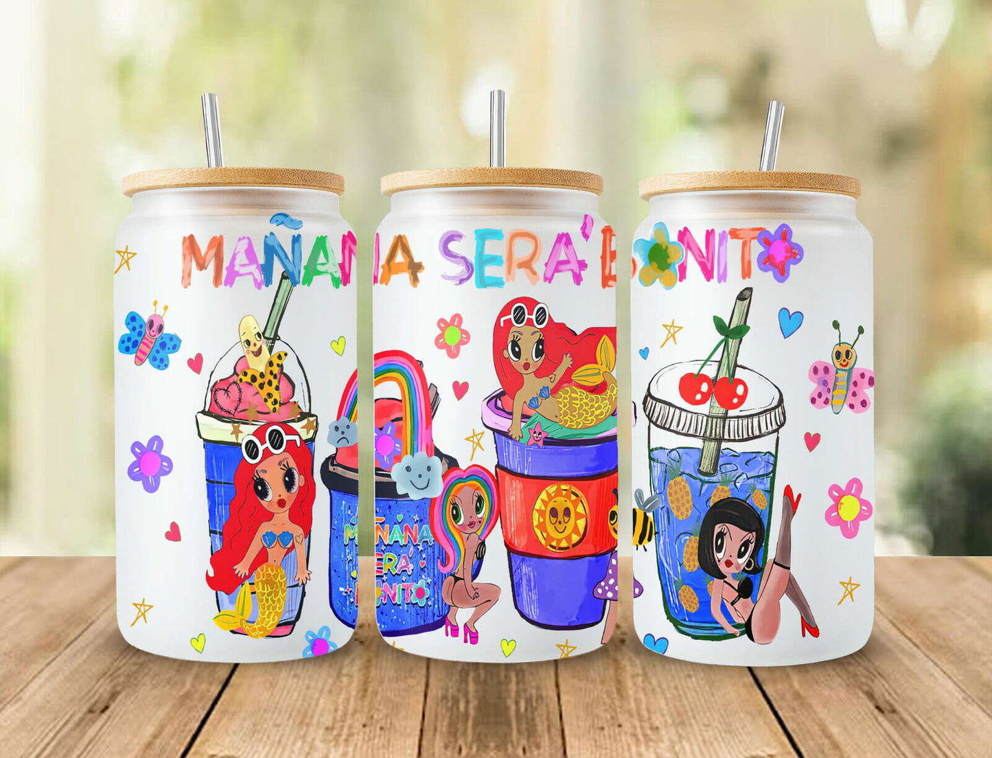Manana Sera Bonito Coffee Cup 16oz Glass Can Wrap