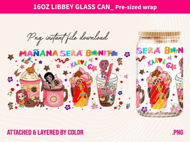 Manana Sera Cafecito Y Chisme 16oz Glass Can Wrap Png